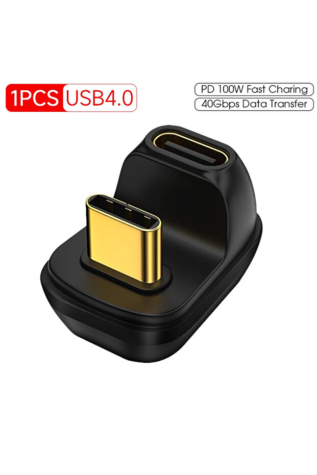 محول USB-C بزاوية 180 درجة، USB4.0 بسرعة 40 ميجابايت/ثانية و40 جيجابت/ثانية، متوافق مع ثندربولت 3 و4، USB 2/4 من النوع C ذكر إلى أنثى
