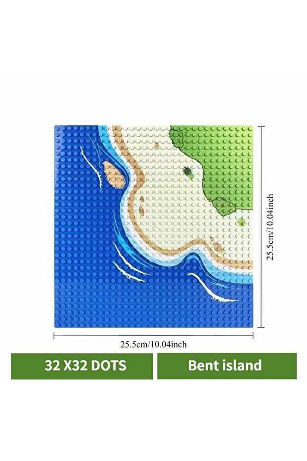 Island Bend 1PCS 32X32 Baseboard for Building Blocks Grassland River Tropical Jungle City Road Serie