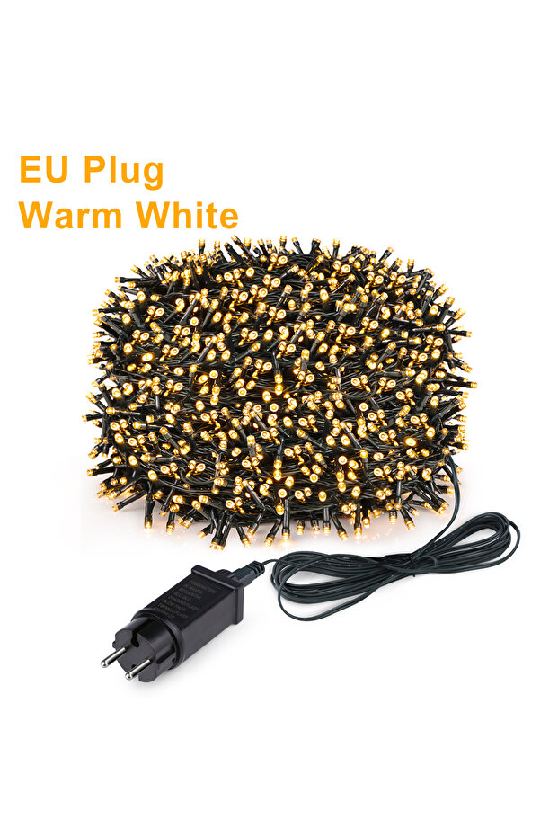 10M-100LEDs Warm White -EU Plug 2025 New Year Decoration LED Christmas Light White/Warm/RGB Waterpro