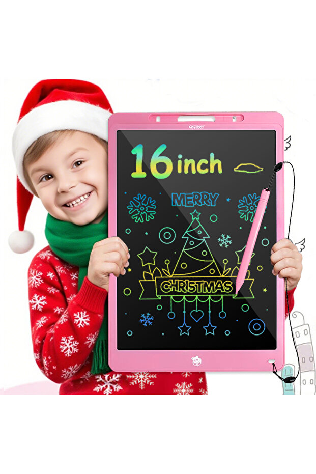 لوح كتابة إلكتروني كبير بشاشة LCD مقاس 16 بوصة باللون الوردي من باندا، لوحة رسم ملونة قابلة للمسح