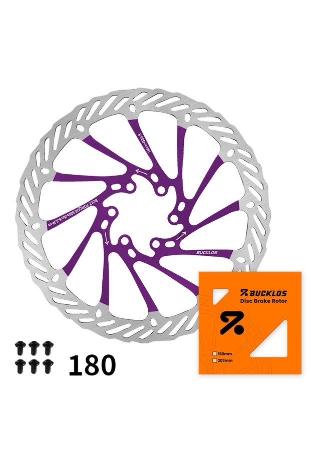 BUCKLOS Purple-180MM BUCKLOS G3 Bicycle Rotor 160mm 180mm 203mm Bike Disc Brake Rotor Breathable Bic