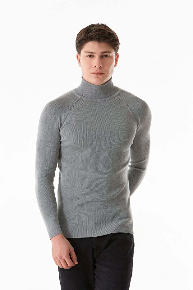 Basic Turtleneck Lycra Knit Sweater