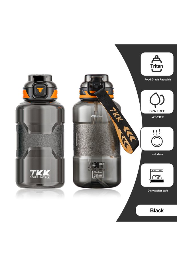 1500ml Tritan Plastic Water Bottle for sports and gym with rope handle BPA Free with Straw