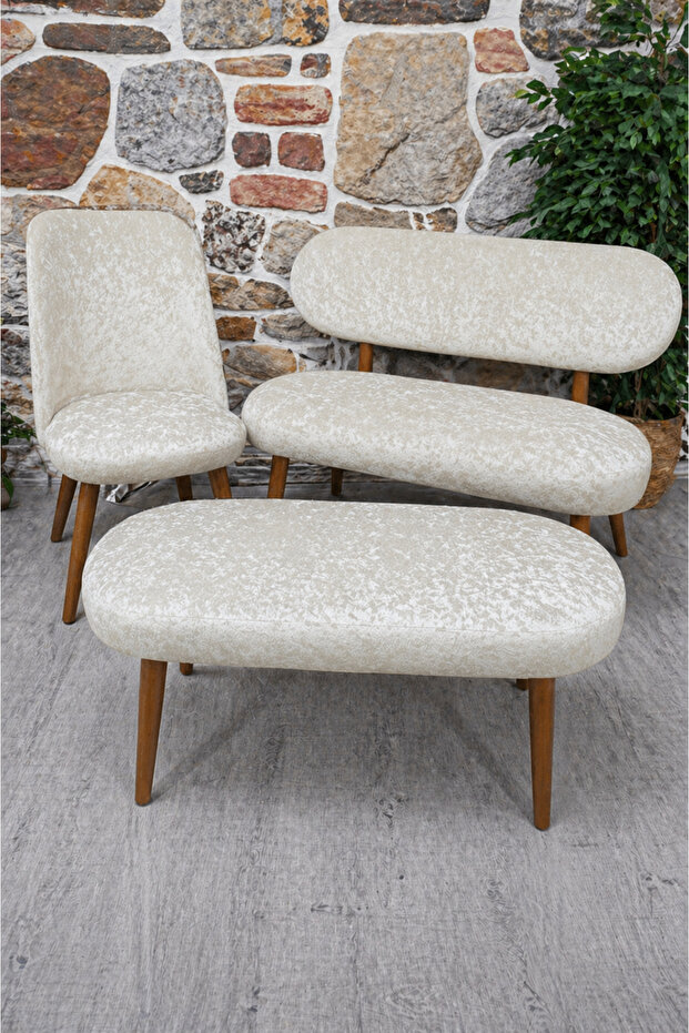 Bench and Pouf Set Cover Set - 2 Chairs, 1 Bench, 1 Pouf Cover