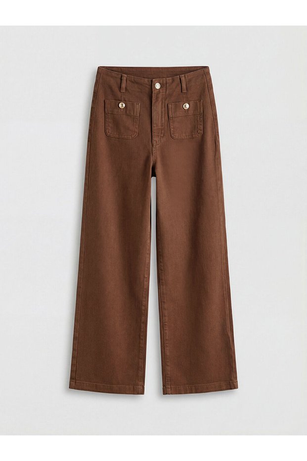 Brown Wideleg Women's Jean Trousers