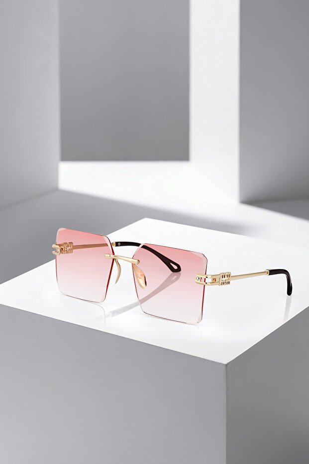 Square Gradient Women's Sunglasses with Uv400 Protection Pink Black Gold Color Plg-2125C3