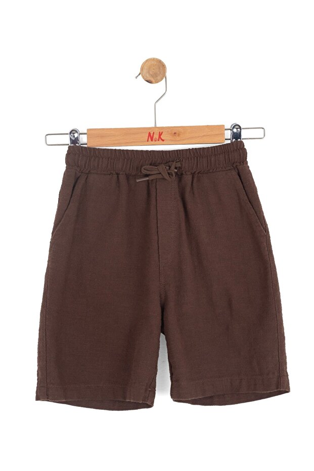 Nk boys' elastic waist drawstring shorts, ages 4-8, brown