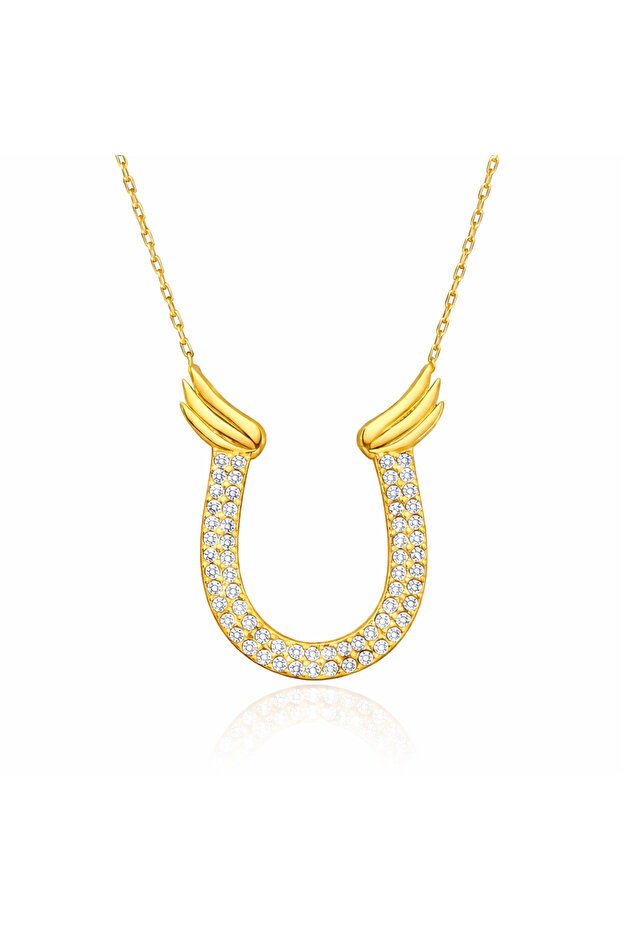 Sparkling Stone Detailed Necklace with Horse Figure