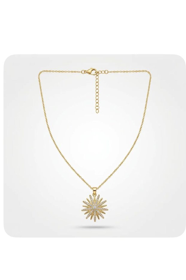 Zircon Stone Sparkling Star Gold Necklace (316L Steel, Tarnish Resistant)
