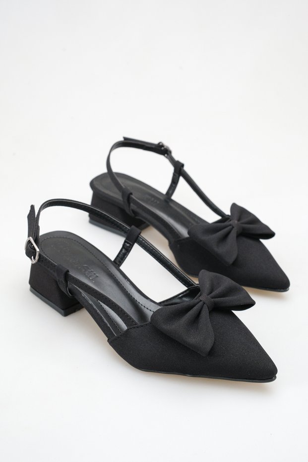 Open Back Bowknot Thick Short Heeled Daily Stylish Women's Evening Dress Shoes