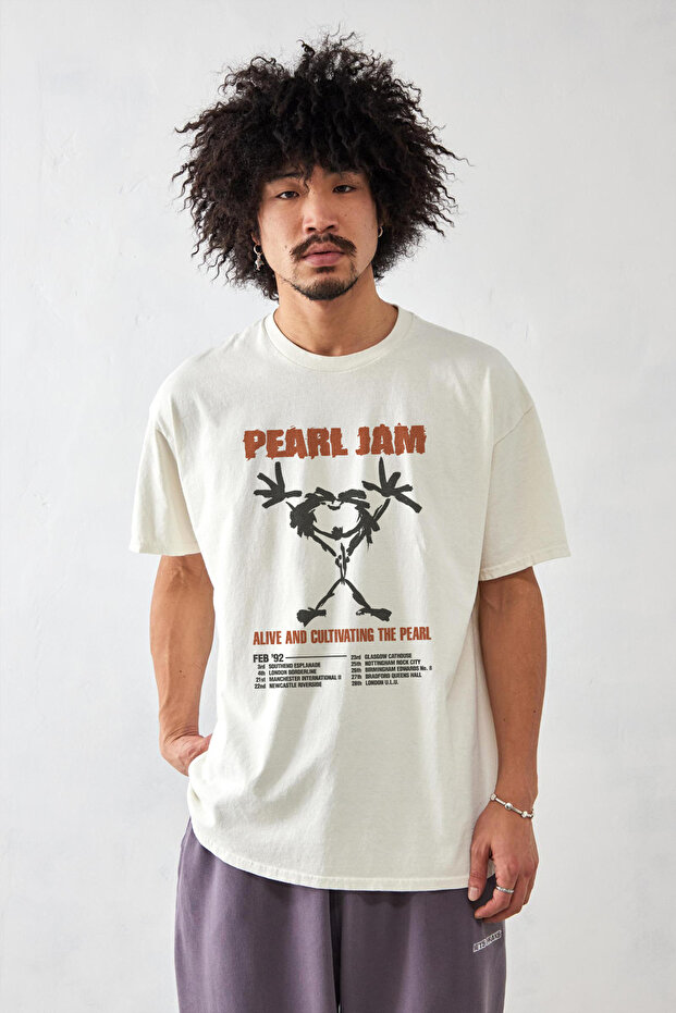 تي شيرت فاخر مطبوع عليه Pearl Jam Alive مقاس كبير للجنسين