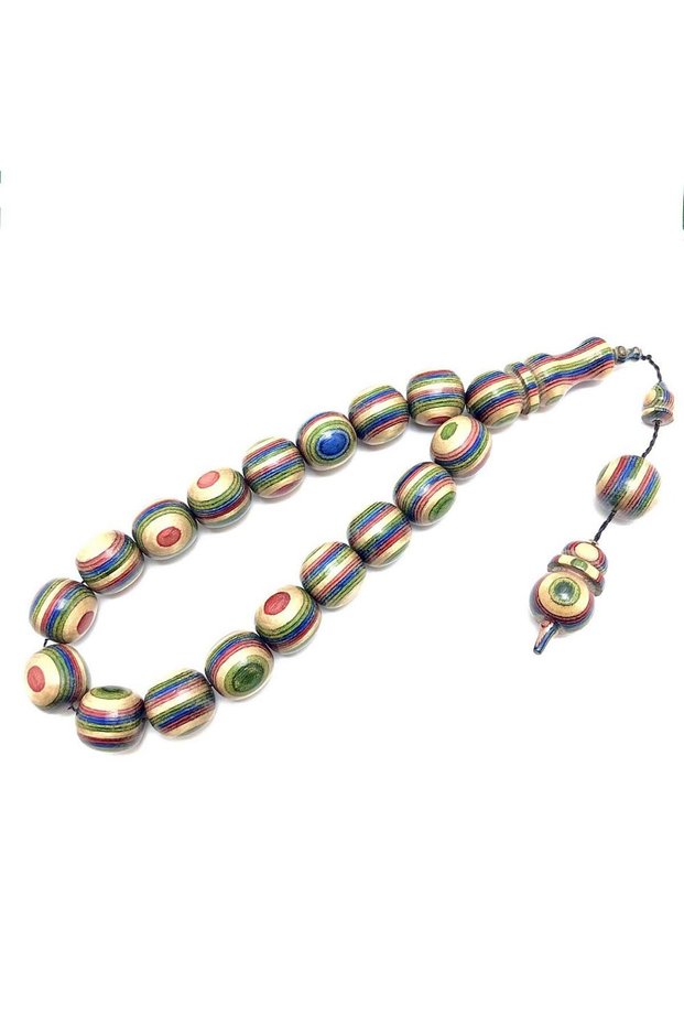 Efe Boy Barrel Cut Colored Camphor Wood Prayer Beads