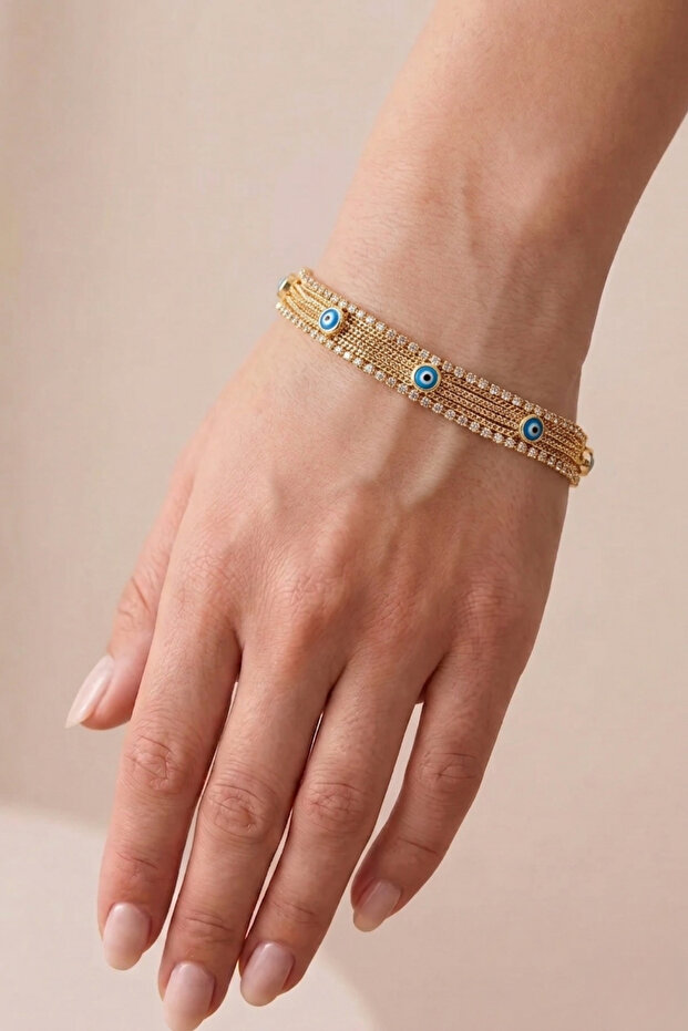 Nazar Zircon Stone Chain Design Style Bracelet