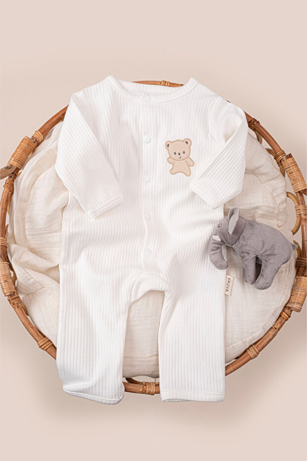Baby Rompers 100% Cotton Ribbed with Snap Fasteners and Embroidery 3-24 Months