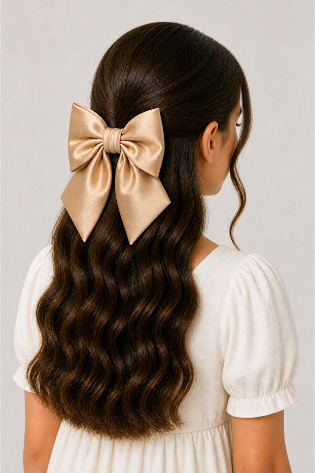 Satin Bow Clip Hairpin – Shiny Stylish Fabric Hairpin – Special Occasion & Everyday Hair Accessory