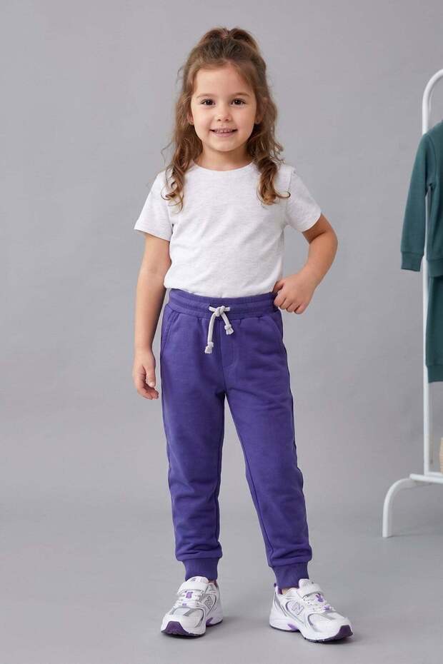 Mojo Girls' Cotton Sweatpants for Ages 2-7 Purple