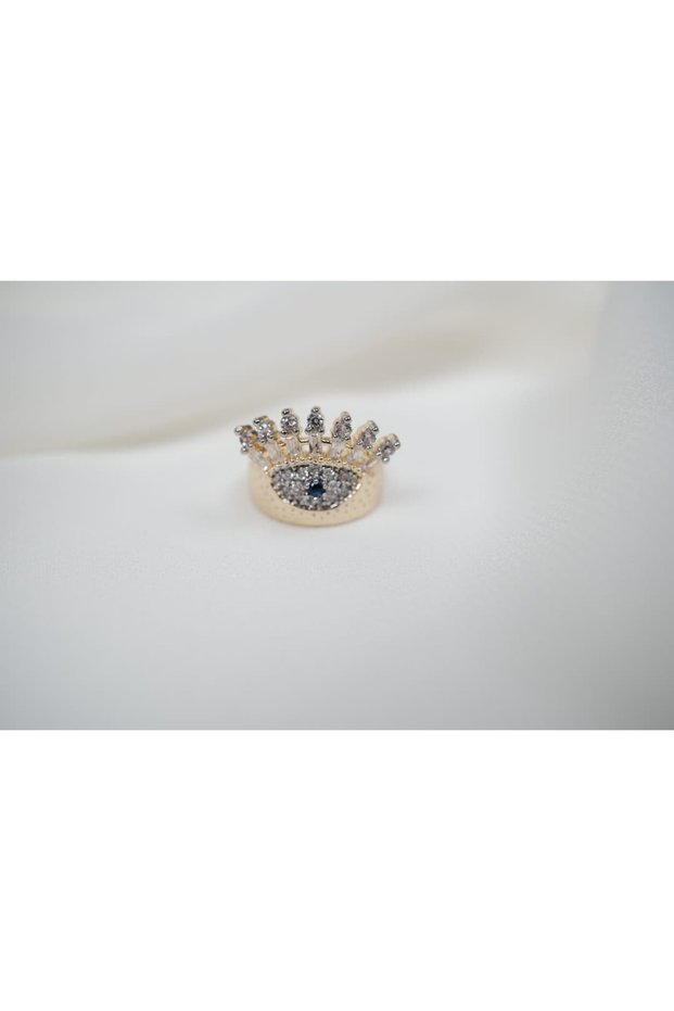 Kkr034 Crown Figure Embellished Evil Eye Kikirdak Earrings