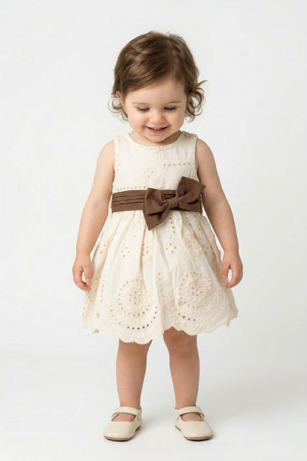 Baby Girl Birthday Party Wedding Dress Short Sleeve Sleeveless Ruched Bowknot Lined