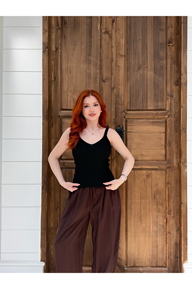 Women's Black Knitwear Undershirt Frv0176
