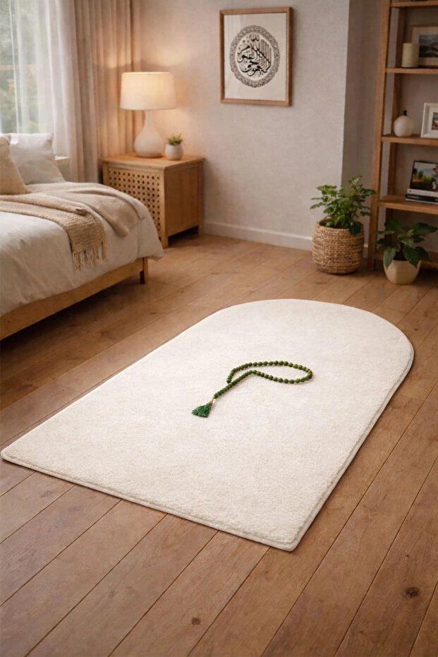 Seccade Namaz Halısı Washable Non-Slip Base Plush 70X120 cm Cream