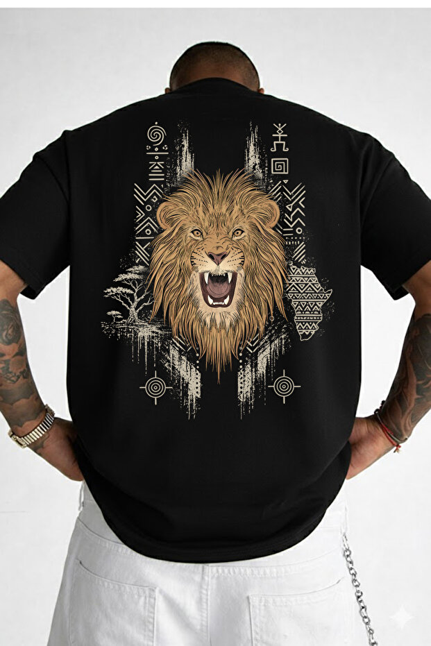 Lion Back Print Oversize T-Shirt