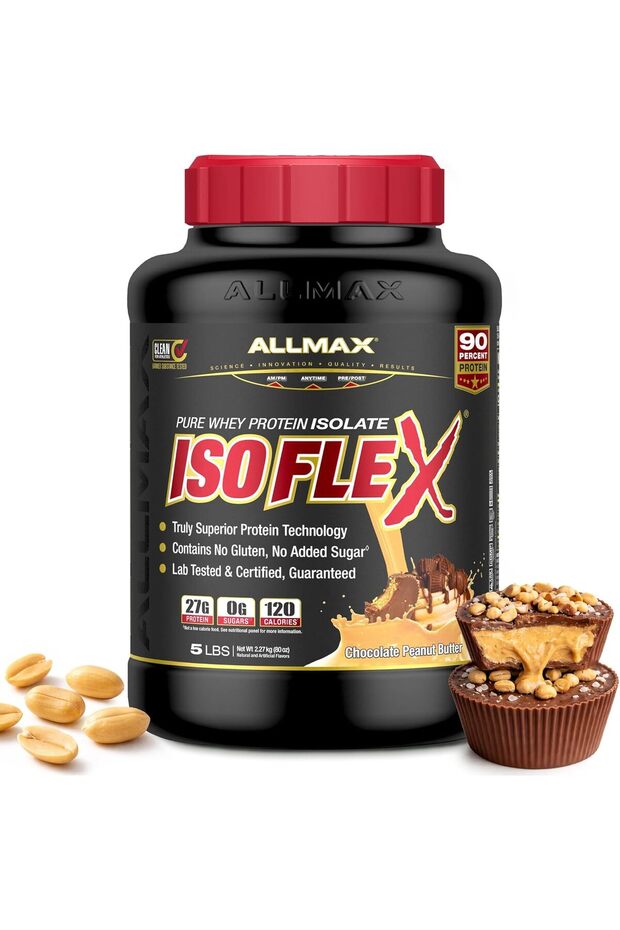 Nutrition, Isoflex, Pure Whey Protein Isolate (WPI Ion-Charged Particle Filtration), Chocolate Peanut Butter, 5 lbs (2.27 kg)