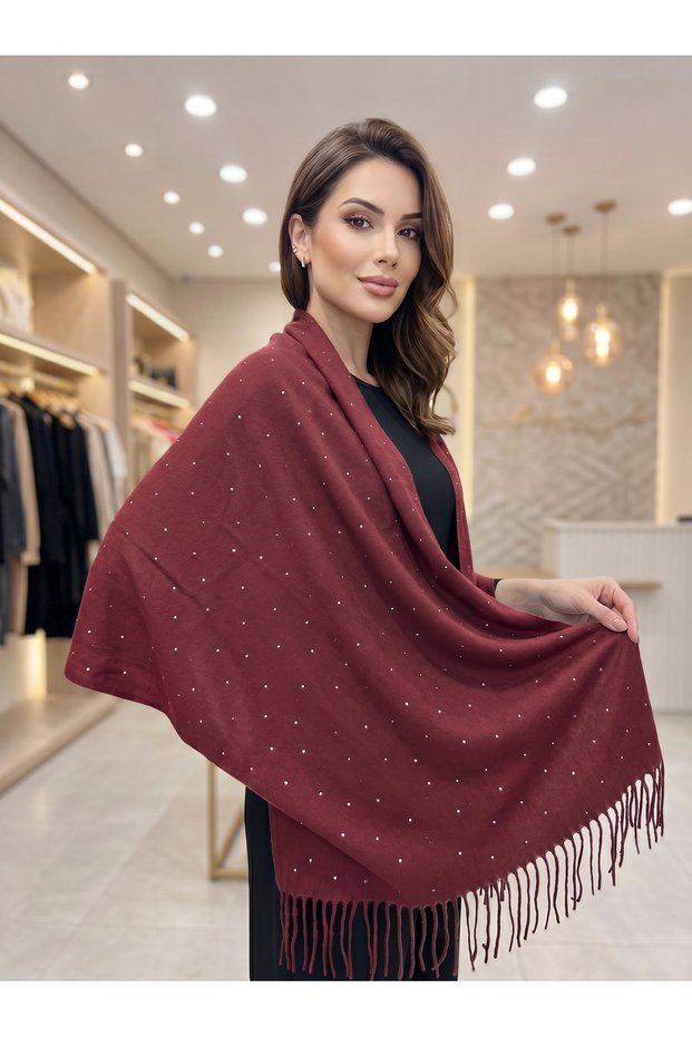 Premium Stone-Painted Pashmina Shawl 75X190 cm Soft Textured Stylish Design