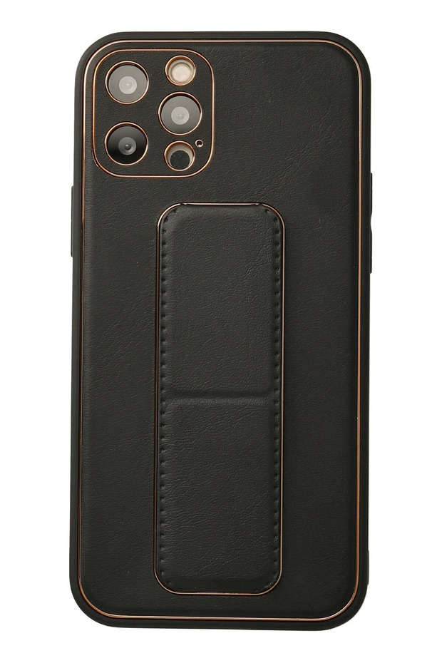 Ilkeshop New iPhone 12 Pro Case Coco Leather Stand Cover (164650) - Black