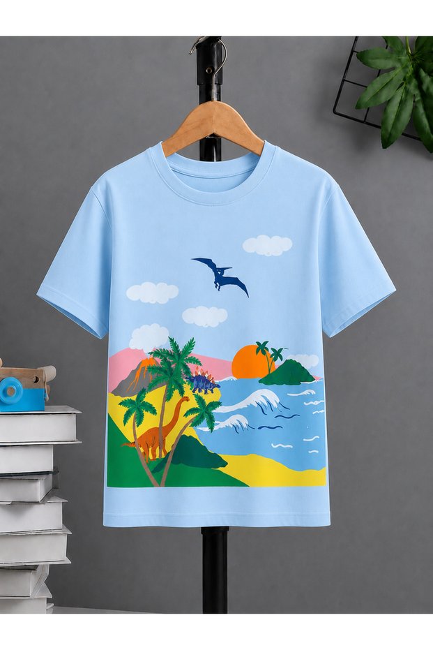 Unisex Oversize T-Shirt Coast Printed 100% Cotton T-Shirt Comfortable Fit