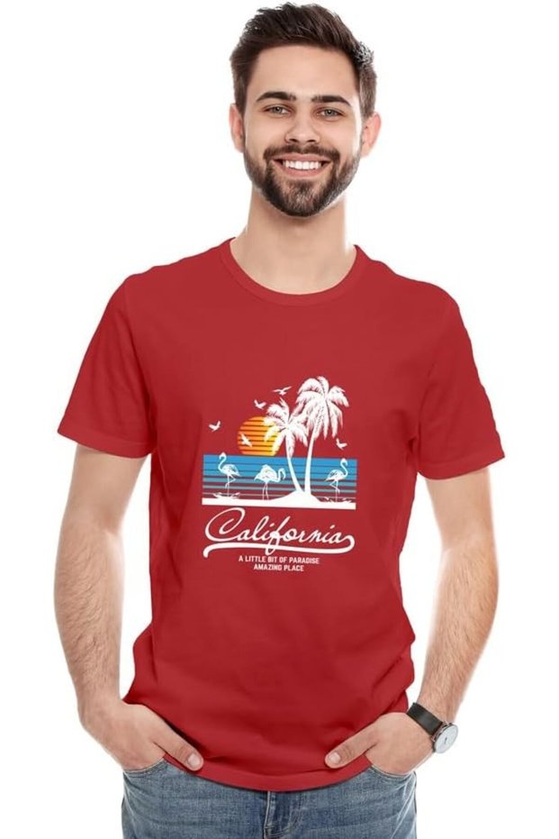 Unisex Printed Design T-Shirt (California)| Round Neck Regular Fit T-shirt