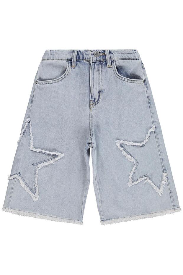 Star Embroidered Capri for 6-9 Years - Blue