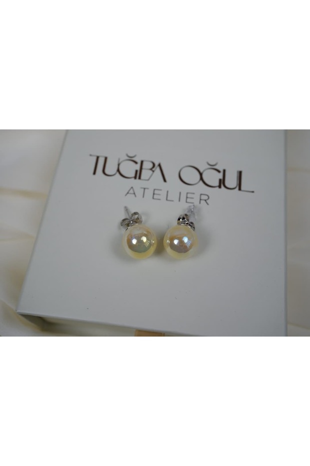Kp444 Hologram Pearl Earrings (12mm)