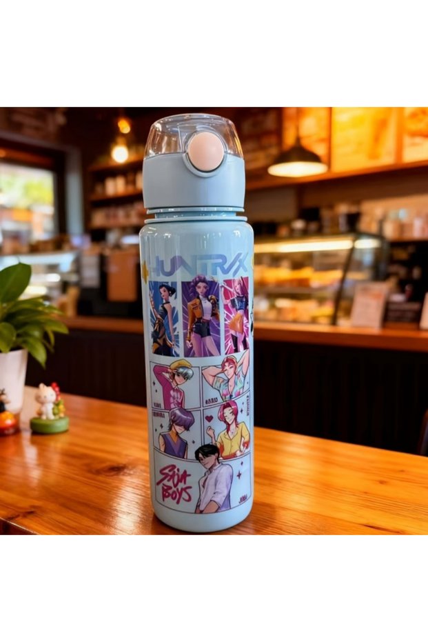 Hasbro 700ML Green Cartoon Figure Water Bottle, Portable Outdoor Straw Cup for Kids-Girls’ Summer Sp