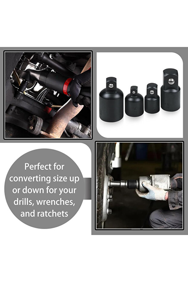 4pcs Impact Socket Adapter 1/4" 3/8" 1/2" Impact Driver Conversions Conversion Socket Reducer Loc... - 6