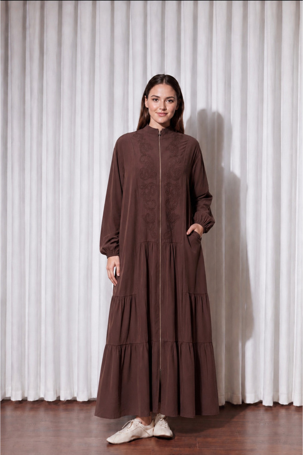 26906 Embroidered Full Length Zippered Robe