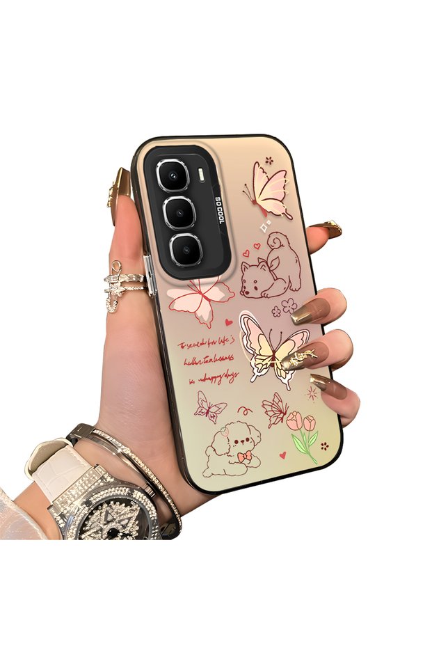 Infinix Hot 60 Pro Compatible Hard Acrylic Back Silicone Edge Lens Protection Case