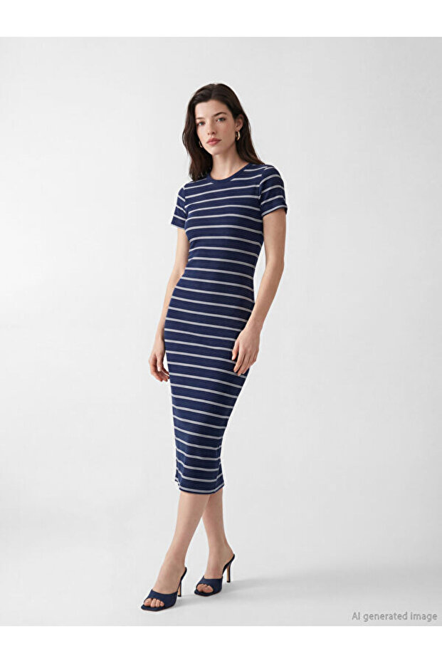 Crew Neck Striped Dress