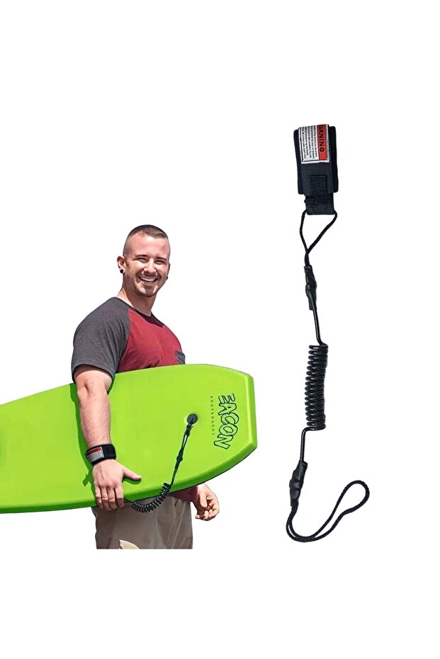 black 130cm Safety Surf Board Leashes Hook and Loop Single-Wrap Strap Coiled Bodyboarding Leash Suit
