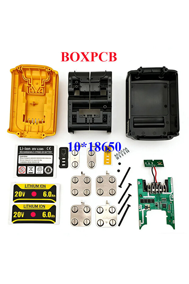 صندوق تخزين بطاريات ليثيوم أيون BOXPCB 10X18650 مع لوحة حماية BMS PCBA لـ Dewalt