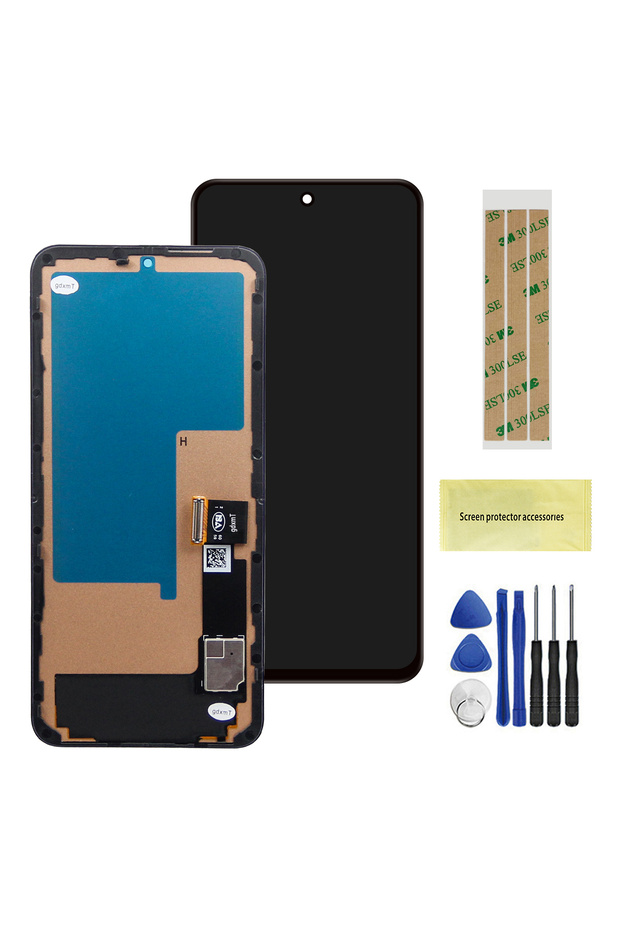 شاشة LCD سوداء مع إطار لهاتف جوجل بيكسل 8، مختبرة ومتوافقة مع طرازات GKWS6 وG9BQD وGPJ41، مع شاشة لمس رقمية
