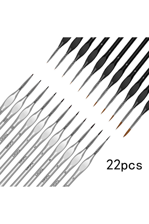 22 pcs 22 Pcs Miniature Detail Paint Brush Set with Natural Wood Handle, Miniature Paint Brushes,Min