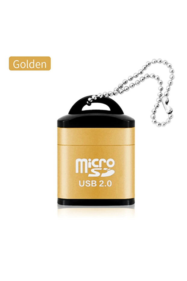 قارئ بطاقات ذاكرة USB صغير ذهبي اللون لبطاقات Micro SD/TF، محول USB 2.0 عالي السرعة للكمبيوتر المكتبي والمحمول