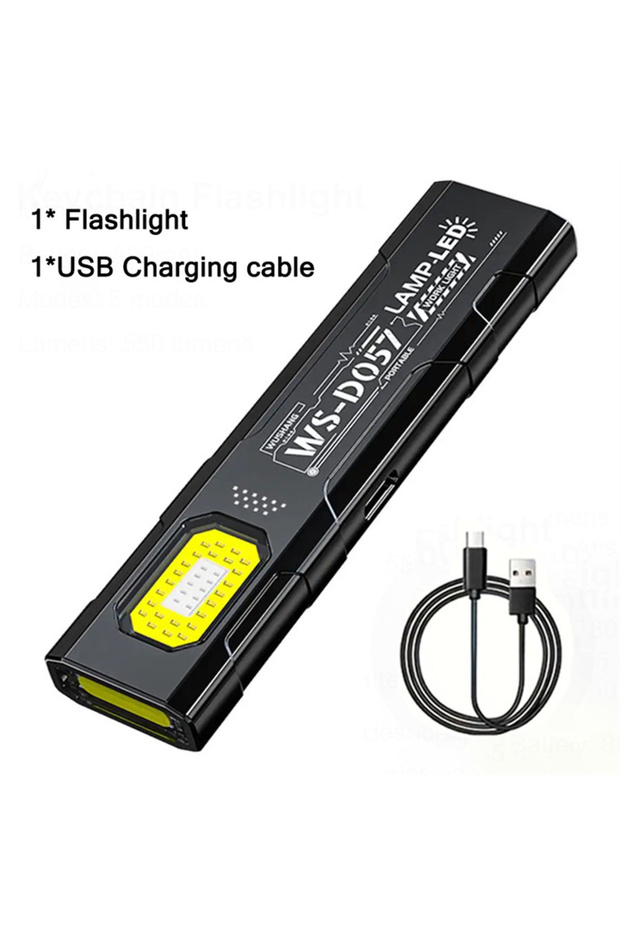 مصباح يدوي LED على شكل سلسلة مفاتيح طراز A-1PC قابل لإعادة الشحن عبر USB-C بقوة 550 لومن، مصباح محمول صغير للجيب