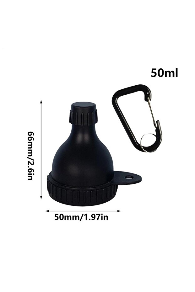 Black 50ml Protein Powder Funnel with Carabiner - Moistureproof Portable Supplement Container for Tr