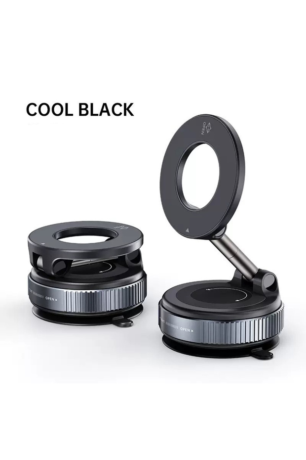 Black Folding Strong Magnet Magnetic Phone Holder 360° Rotation Desk Car Vacuum Suction Windshield D