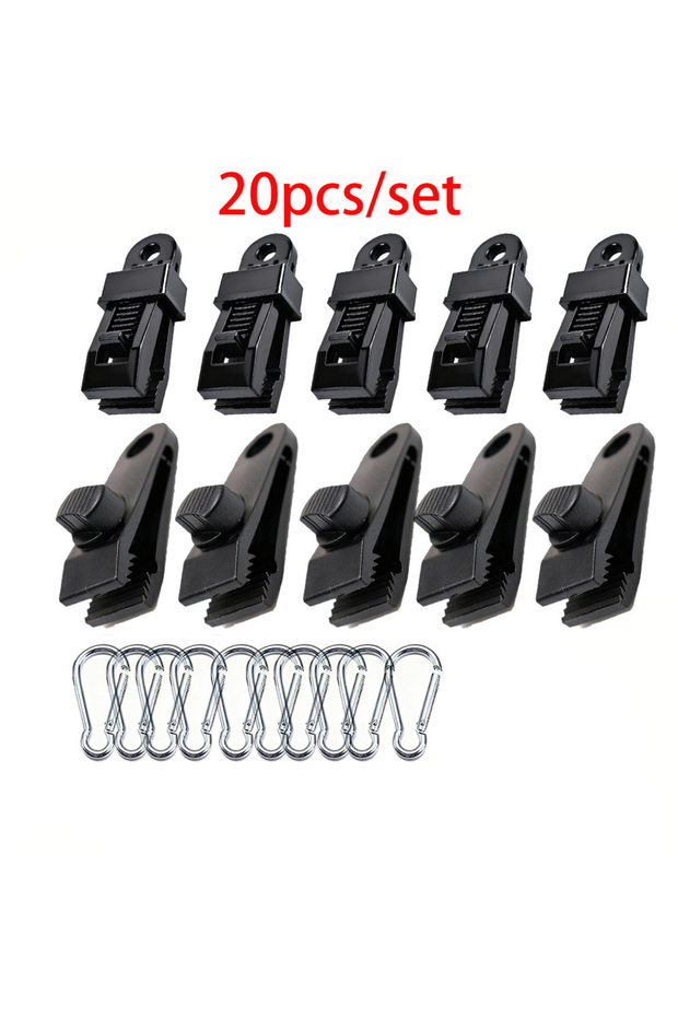 20Pcs 20-Piece Heavy-Duty Outdoor Tent Tarp Fastening and Connecting Buckle Set - Multi-Purpose Tent