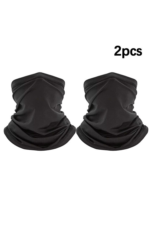 2pcs-black Outdoor Bandana Balaclava Buff Neck Warmer Windproof Sun Protection Face Mask for Cycling