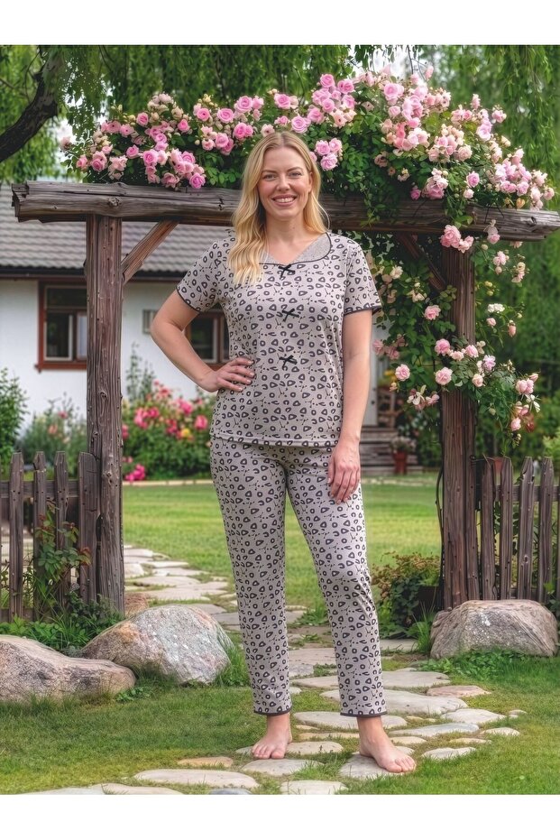 Battal Bowknot Short Sleeve Pajama Set