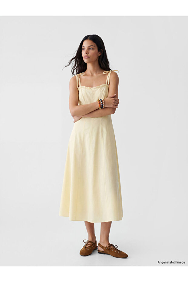 Esvab • Modern & Distinctive Heart Roba Collar Rope Strap Poplin Dress
