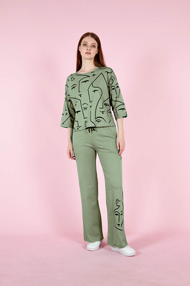 Women's Plus Size Cotton Pants Suit 23066